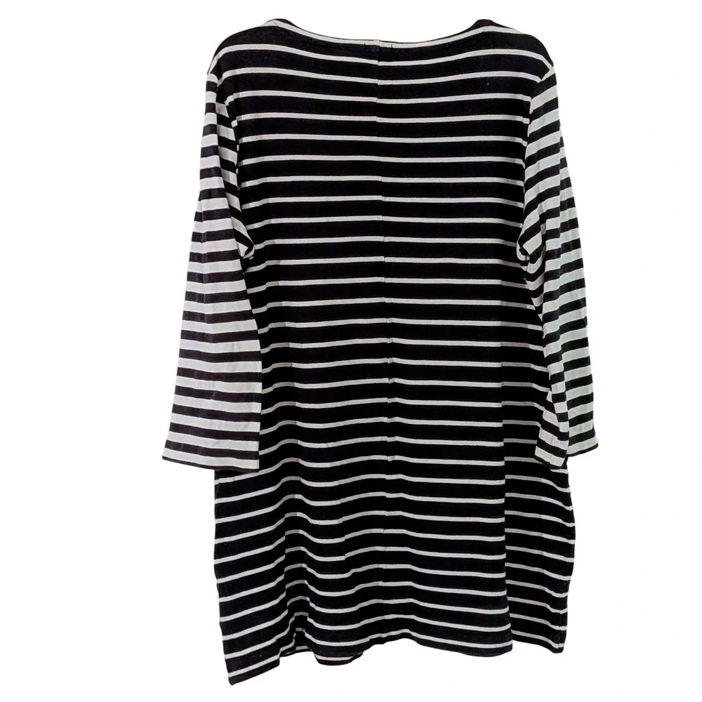 J. Crew Striped Long‎ Sleeve Tunic Shift Dress XL Blue White Maritime Nautical
